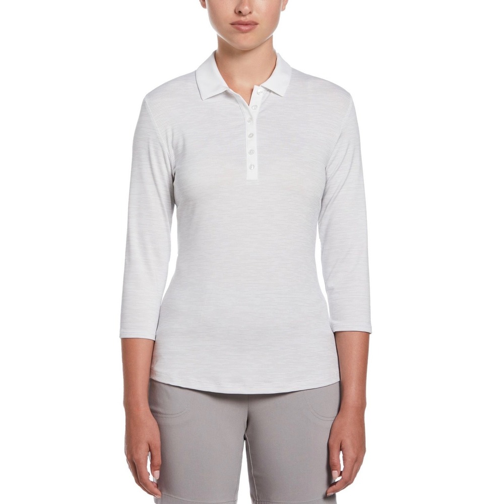NWT Women's Callaway Opti-Dri 3/4 Sleeve Swing Polo - Large - White/Gray